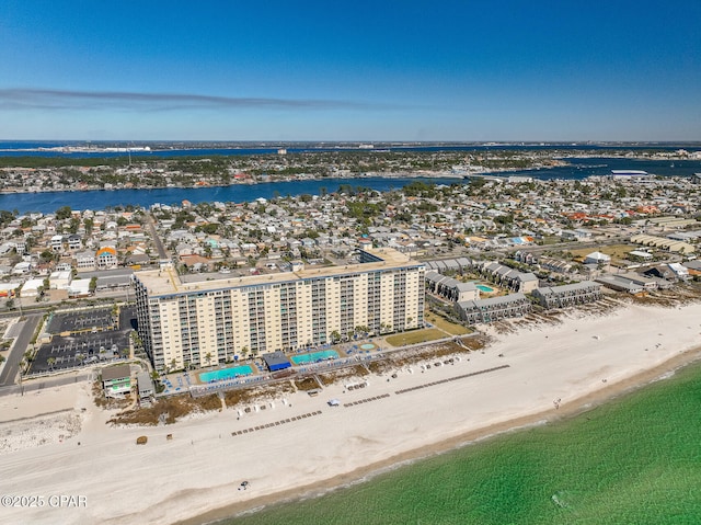 5801 Thomas Dr Unit 1216, Panama City Beach, FL 32408 - drone / aerial view with a beach view and a water view