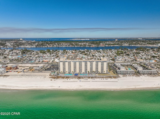 5801 Thomas Dr Unit 1216, Panama City Beach, FL 32408 - birds eye view of property featuring a view of the beach and a water view