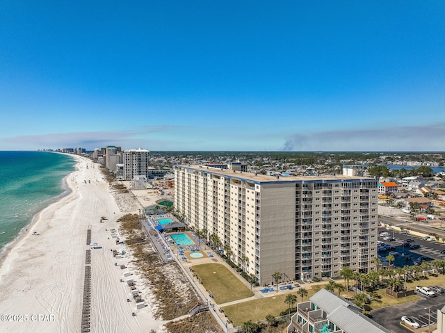 5801 Thomas Dr Unit 1216, Panama City Beach, FL 32408 - birds eye view of property featuring a water view, a city view, and a view of the beach