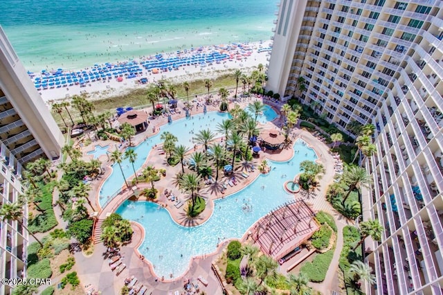 9900 S Thomas Dr Unit 1719, Panama City Beach, FL 32408 - bird's eye view of a pool area and expansive beach