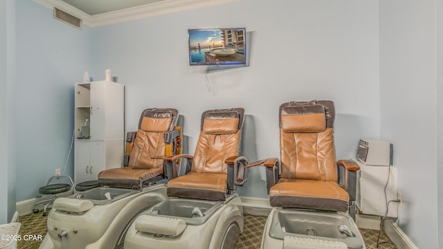 9900 S Thomas Dr Unit 1719, Panama City Beach, FL 32408 - sitting room featuring baseboards and ornamental molding