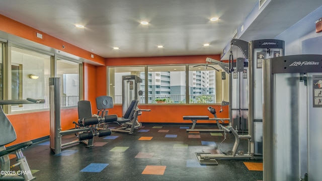 9900 S Thomas Dr Unit 1719, Panama City Beach, FL 32408 - workout area featuring recessed lighting