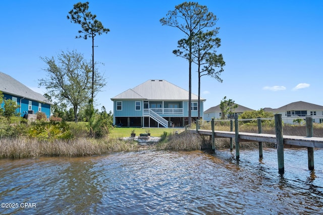 365 Confidence Way, Panama City, FL 32409 - dock area featuring stairs and a water view
