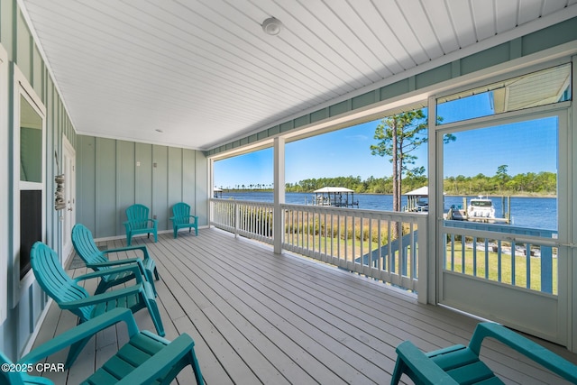 365 Confidence Way, Panama City, FL 32409 - deck featuring a water view and boat lift