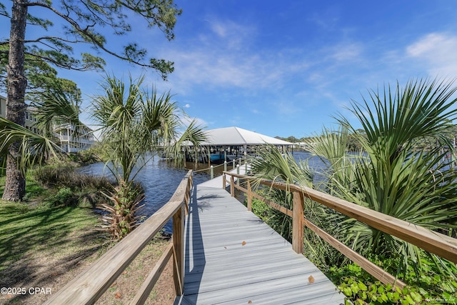 dock area featuring a water view