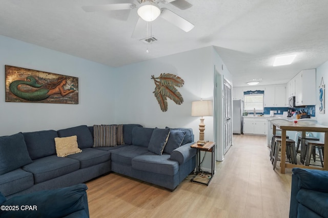 640 W Caladium Cir Unit A, Panama City Beach, FL 32413 - living area with light wood-type flooring, visible vents, and ceiling fan