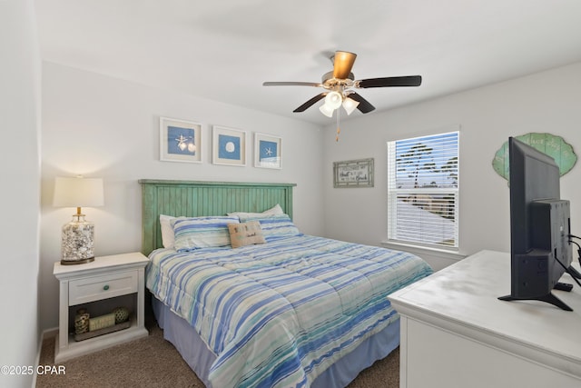 bedroom with carpet floors and ceiling fan