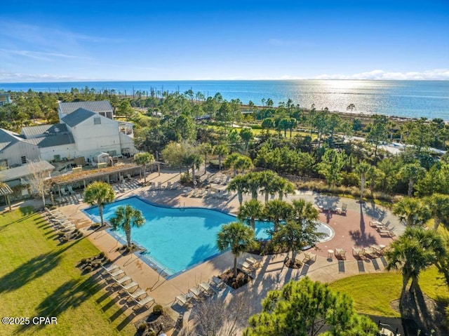 community pool featuring a water view