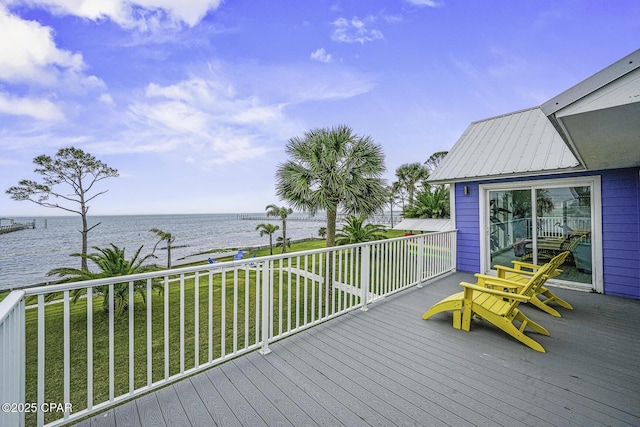 7124 Leeward St, Port St Joe, FL 32456 - deck featuring a water view and a lawn