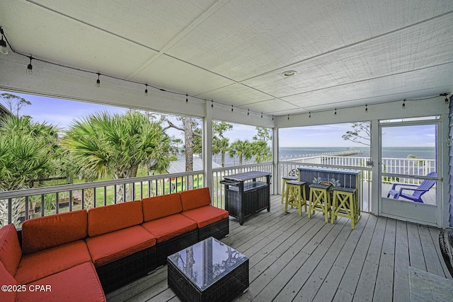 7124 Leeward St, Port St Joe, FL 32456 - deck featuring a water view and outdoor lounge area