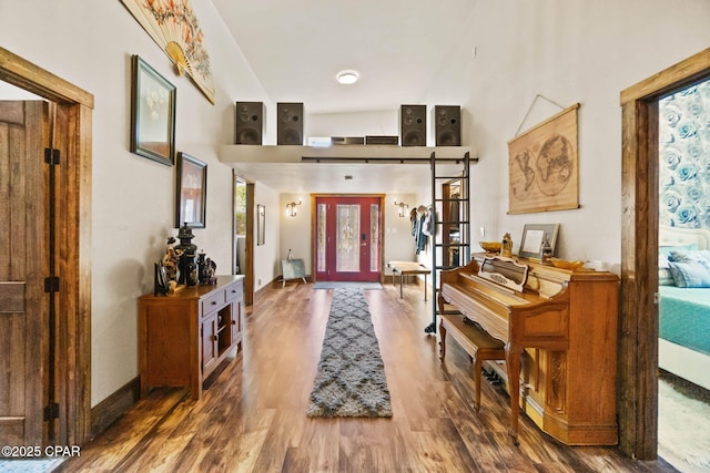 entrance foyer with french doors and wood finished floors