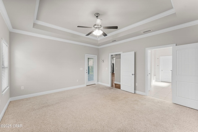 31 Viper Rd, Santa Rosa Beach, FL 32459 - unfurnished bedroom featuring ornamental molding, a tray ceiling, and carpet floors
