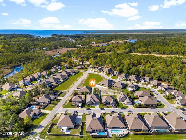 31 Viper Rd, Santa Rosa Beach, FL 32459 - bird's eye view with a water view, a residential view, and a forest view