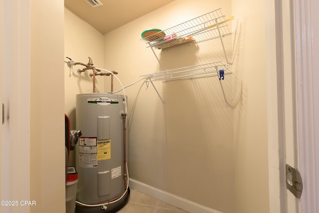 utility room featuring electric water heater