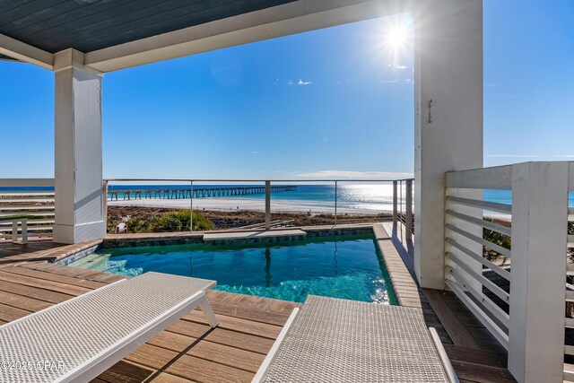 12401 Front Beach Rd, Panama City Beach, FL 32407 - view of pool with a water view and a view of the beach