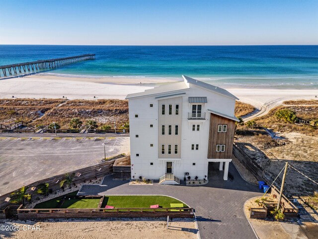 12401 Front Beach Rd, Panama City Beach, FL 32407 - birds eye view of property featuring a water view and a beach view