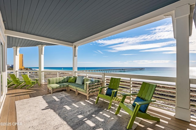 12401 Front Beach Rd, Panama City Beach, FL 32407 - view of patio / terrace with a view of the beach and a water view