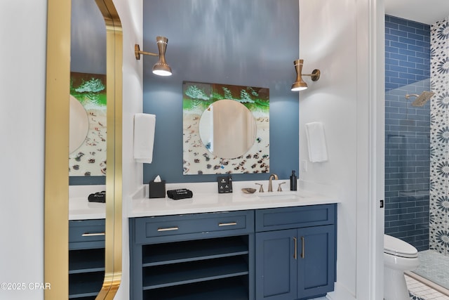 12401 Front Beach Rd, Panama City Beach, FL 32407 - bathroom featuring toilet, a stall shower, and vanity