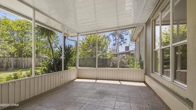 view of unfurnished sunroom
