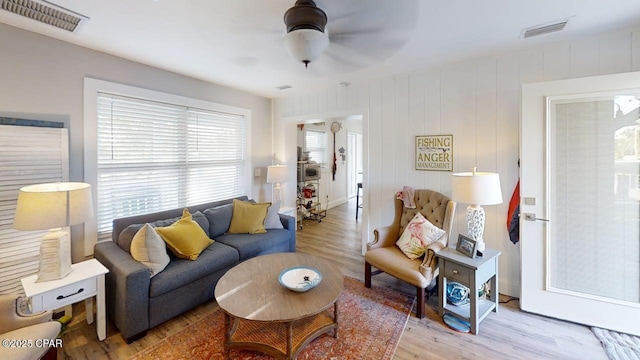 1314 Mcclelland Ave, Port St Joe, FL 32456 - living room featuring light wood-style floors and ceiling fan