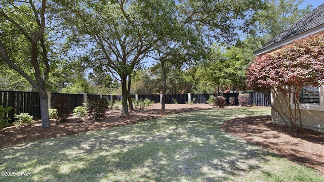 view of yard with a fenced backyard