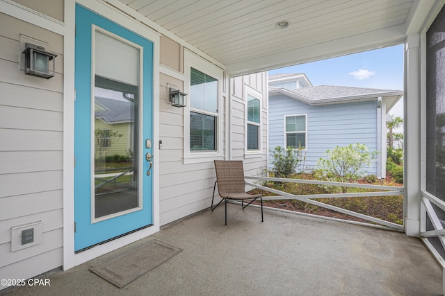 view of unfurnished sunroom