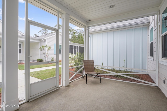 view of unfurnished sunroom