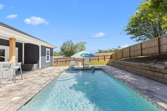 1106 E 3rd St, Panama City, FL 32401 - view of swimming pool featuring a patio, a fenced in pool, and a fenced backyard