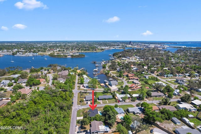 1106 E 3rd St, Panama City, FL 32401 - bird's eye view featuring a water view and a residential view