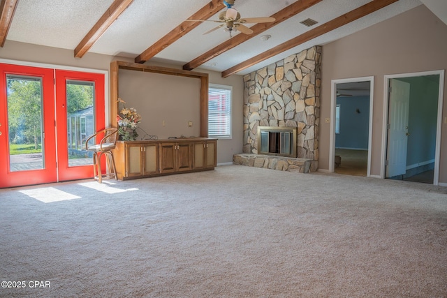 2613 Indian Springs Rd, Marianna, FL 32446 - unfurnished living room with plenty of natural light, visible vents, carpet floors, and ceiling fan