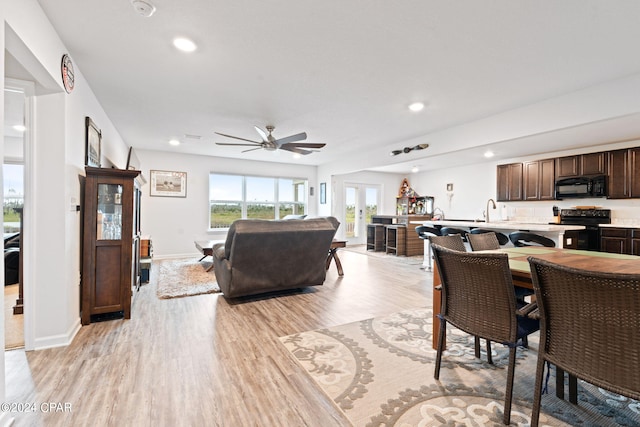 3946 Whitehead Blvd, Panama City, FL 32404 - dining area featuring light wood-type flooring, recessed lighting, and ceiling fan
