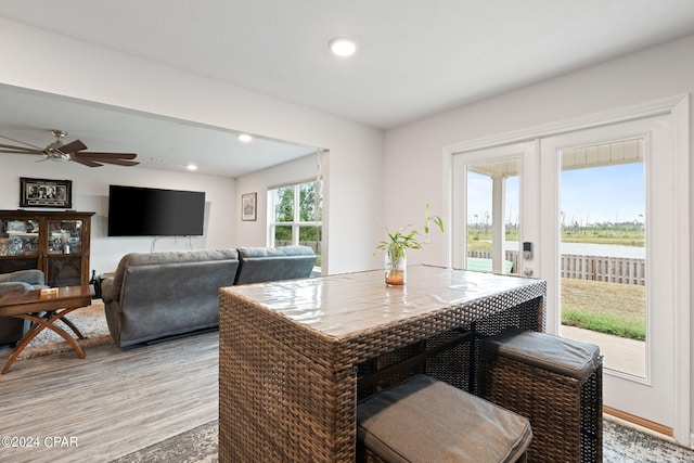 3946 Whitehead Blvd, Panama City, FL 32404 - dining area featuring ceiling fan, recessed lighting, and light wood-type flooring