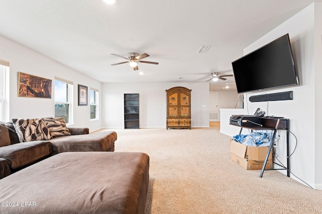 3946 Whitehead Blvd, Panama City, FL 32404 - carpeted living room featuring recessed lighting, visible vents, a ceiling fan, and baseboards