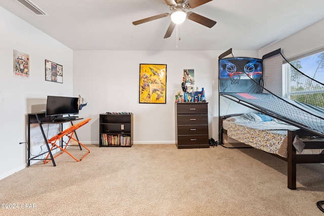 3946 Whitehead Blvd, Panama City, FL 32404 - bedroom featuring ceiling fan, baseboards, visible vents, and carpet