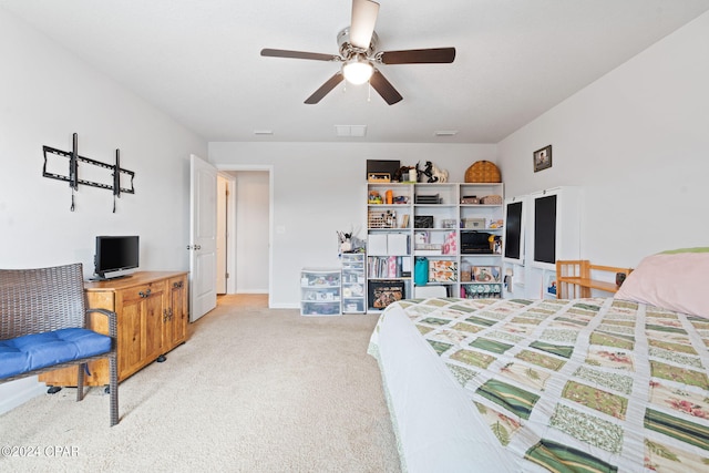 3946 Whitehead Blvd, Panama City, FL 32404 - bedroom featuring baseboards, visible vents, light colored carpet, and ceiling fan