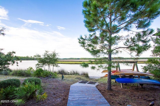 view of dock featuring a water view