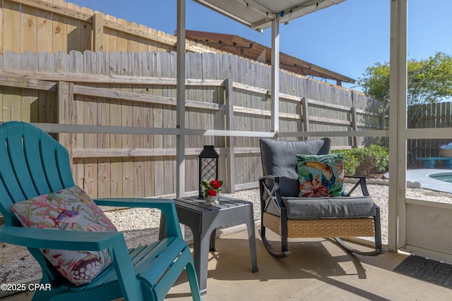 view of patio featuring a fenced backyard