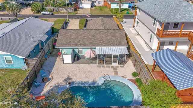 drone / aerial view with a residential view