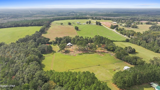 aerial view featuring a rural view