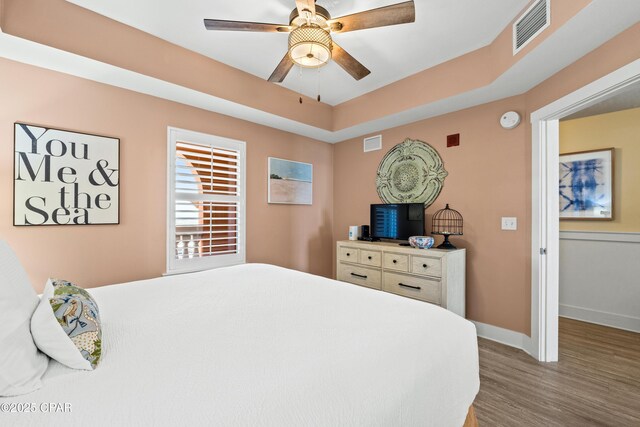 15928 Front Beach Rd Unit 3 2005, Panama City Beach, FL 32413 - bedroom featuring wood finished floors, baseboards, and ceiling fan