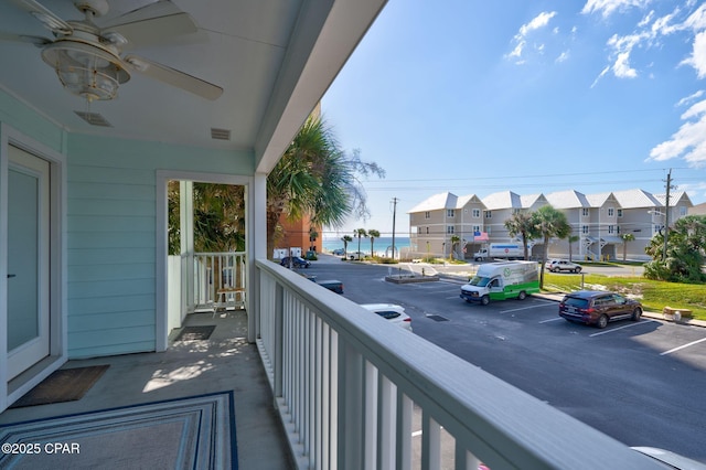 17670 Front Beach Rd Unit B8, Panama City Beach, FL 32413 - balcony with visible vents, a residential view, and ceiling fan