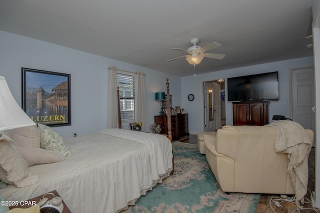 bedroom featuring ceiling fan