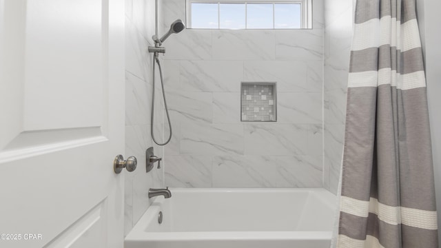 bathroom featuring shower / tub combo with curtain