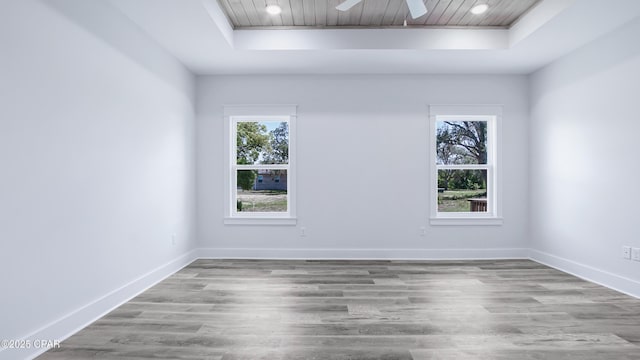 1113 New Hampshire Ave, Lynn Haven, FL 32444 - empty room featuring wood finished floors, a raised ceiling, baseboards, and wooden ceiling
