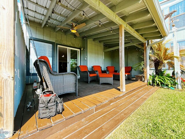 312 Sukoshi Dr, Panama City, FL 32404 - wooden deck with ceiling fan