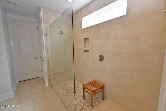 3116 Veranda Ave, Panama City, FL 32405 - full bathroom featuring visible vents, tile patterned flooring, and a walk in shower