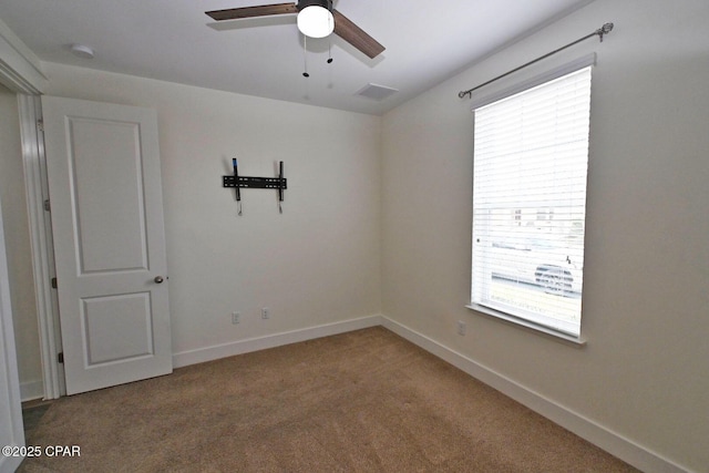 3116 Veranda Ave, Panama City, FL 32405 - carpeted empty room featuring ceiling fan, baseboards, and visible vents