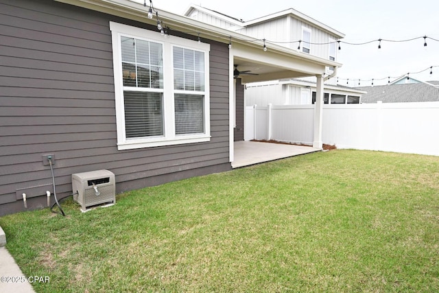 3116 Veranda Ave, Panama City, FL 32405 - view of yard featuring fence, a patio area, a ceiling fan, ac unit, and a balcony