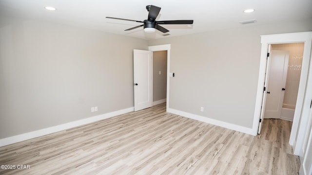 6401 Chipewa St, Panama City, FL 32404 - unfurnished bedroom with visible vents, light wood-style flooring, recessed lighting, and baseboards