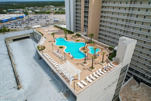 pool with a patio
